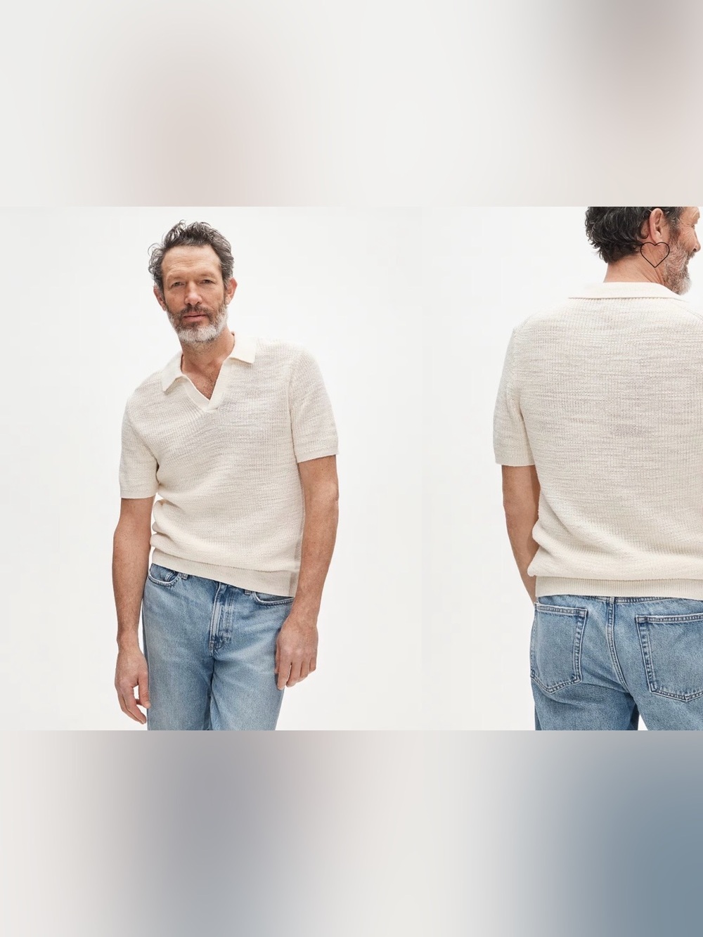 J. Crew Men's Short-Sleeve Polo in Off-White